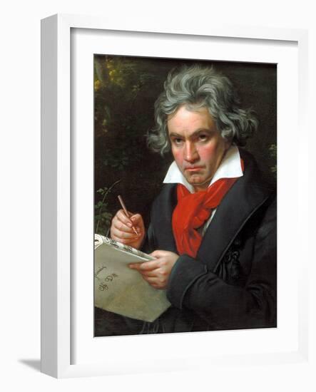 Portrait Ludwig Van Beethoven When Composing the Missa Solemnis, 1820-Joseph Karl Stieler-Framed Premium Giclee Print