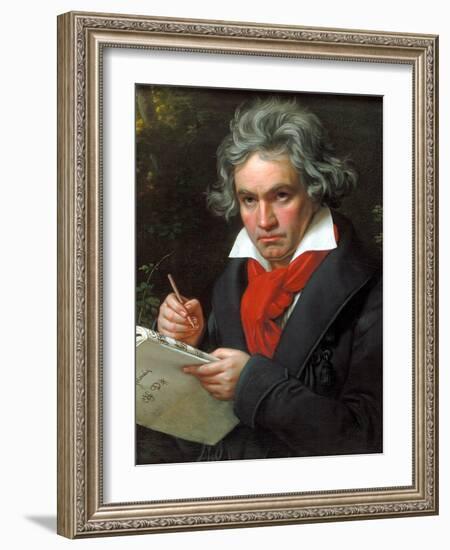 Portrait Ludwig Van Beethoven When Composing the Missa Solemnis, 1820-Joseph Karl Stieler-Framed Giclee Print