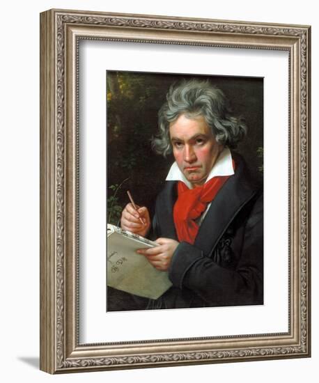Portrait Ludwig Van Beethoven When Composing the Missa Solemnis, 1820-Joseph Karl Stieler-Framed Premium Giclee Print