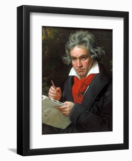 Portrait Ludwig Van Beethoven When Composing the Missa Solemnis, 1820-Joseph Karl Stieler-Framed Premium Giclee Print