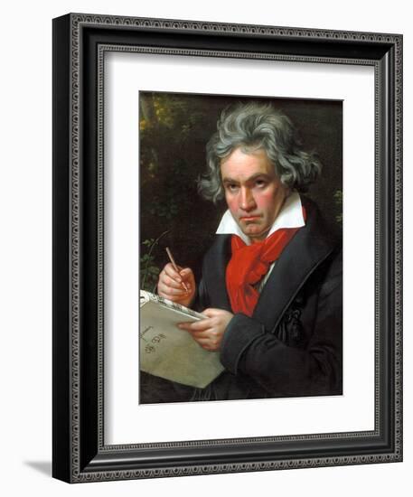 Portrait Ludwig Van Beethoven When Composing the Missa Solemnis, 1820-Joseph Karl Stieler-Framed Premium Giclee Print