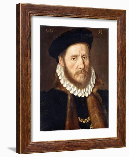 Portrait of a Bearded Gentleman, Bust Length, Wearing Gold Chains Beneath a Fur-Lined Coat, 1575-Adriaen Thomasz Key-Framed Giclee Print