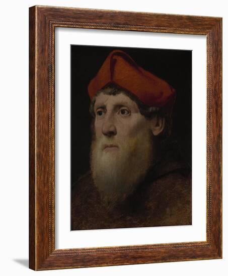 Portrait of a Bearded Prelate, C.1520-40 (Oil on Canvas)-Italian School-Framed Giclee Print