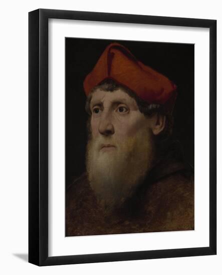 Portrait of a Bearded Prelate, C.1520-40 (Oil on Canvas)-Italian School-Framed Giclee Print