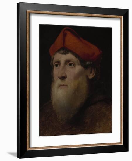 Portrait of a Bearded Prelate, C.1520-40 (Oil on Canvas)-Italian School-Framed Giclee Print