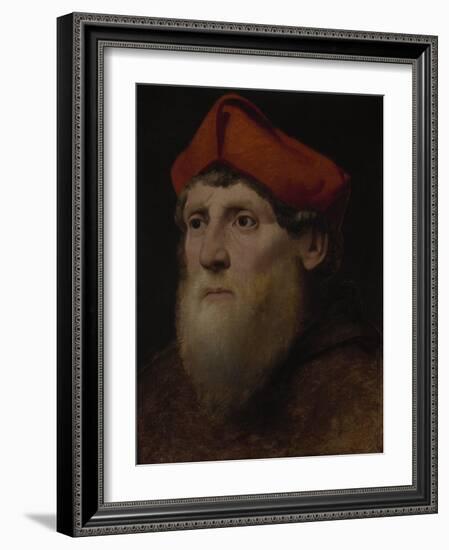 Portrait of a Bearded Prelate, C.1520-40 (Oil on Canvas)-Italian School-Framed Giclee Print