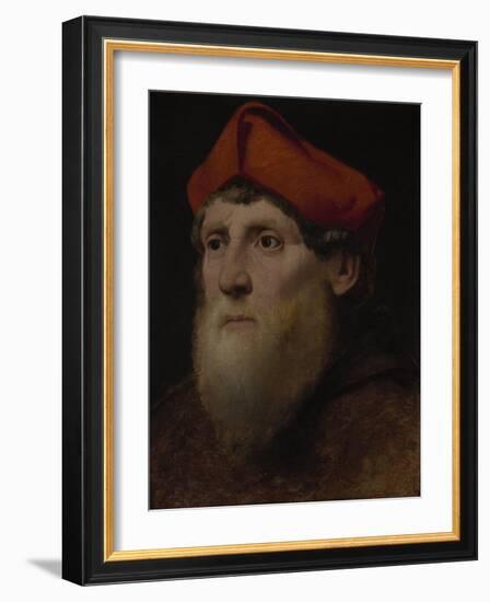 Portrait of a Bearded Prelate, C.1520-40 (Oil on Canvas)-Italian School-Framed Giclee Print