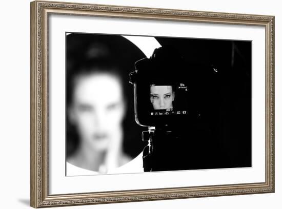 Portrait of a Beautiful Girl through Lens-Alex Andrei-Framed Photographic Print