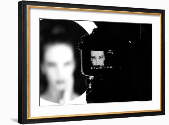 Portrait of a Beautiful Girl through Lens-Alex Andrei-Framed Photographic Print