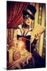 Portrait Of A Beautiful Steampunk Woman Over Vintage Background-prometeus-Mounted Art Print