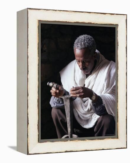 Portrait of a Blacksmith at Work, Town of Axoum (Axum) (Aksum), Tigre Region, Ethiopia, Africa-Bruno Barbier-Framed Premier Image Canvas