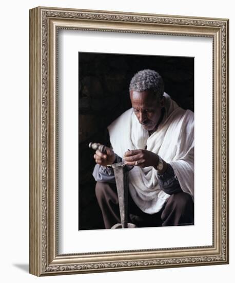 Portrait of a Blacksmith at Work, Town of Axoum (Axum) (Aksum), Tigre Region, Ethiopia, Africa-Bruno Barbier-Framed Premium Photographic Print