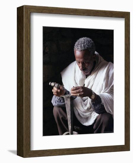 Portrait of a Blacksmith at Work, Town of Axoum (Axum) (Aksum), Tigre Region, Ethiopia, Africa-Bruno Barbier-Framed Premium Photographic Print