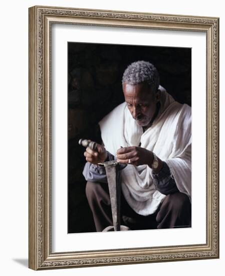 Portrait of a Blacksmith at Work, Town of Axoum (Axum) (Aksum), Tigre Region, Ethiopia, Africa-Bruno Barbier-Framed Photographic Print