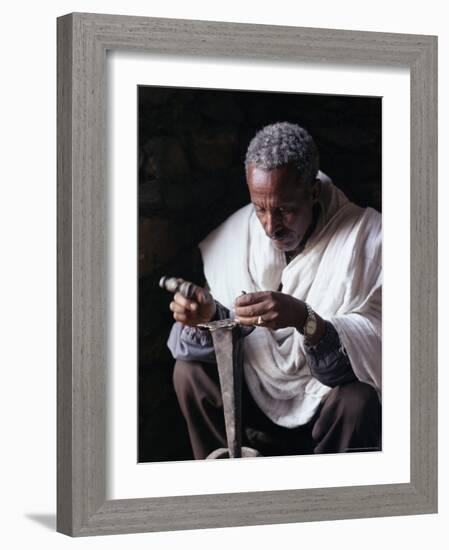 Portrait of a Blacksmith at Work, Town of Axoum (Axum) (Aksum), Tigre Region, Ethiopia, Africa-Bruno Barbier-Framed Photographic Print