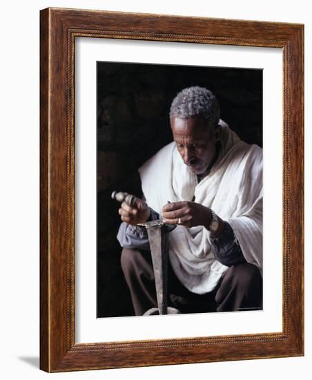 Portrait of a Blacksmith at Work, Town of Axoum (Axum) (Aksum), Tigre Region, Ethiopia, Africa-Bruno Barbier-Framed Photographic Print