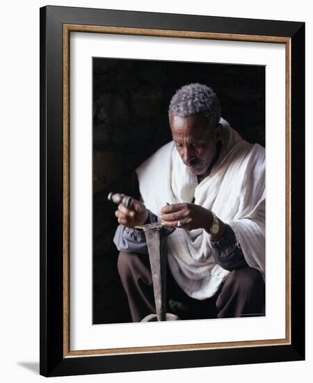 Portrait of a Blacksmith at Work, Town of Axoum (Axum) (Aksum), Tigre Region, Ethiopia, Africa-Bruno Barbier-Framed Photographic Print