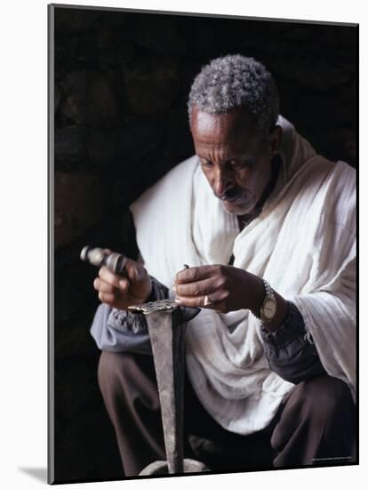 Portrait of a Blacksmith at Work, Town of Axoum (Axum) (Aksum), Tigre Region, Ethiopia, Africa-Bruno Barbier-Mounted Photographic Print