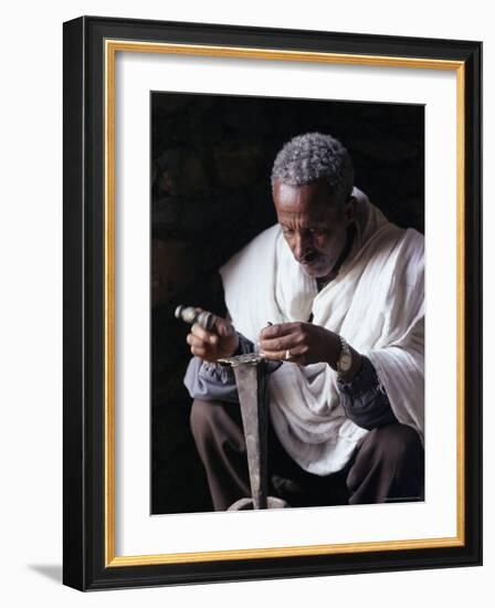 Portrait of a Blacksmith at Work, Town of Axoum (Axum) (Aksum), Tigre Region, Ethiopia, Africa-Bruno Barbier-Framed Photographic Print