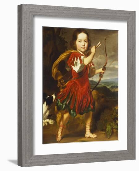 Portrait of a Boy, Full Length, in a Classical Costume with a Bow and Quiver of Arrows,…-Nicholaes Maes-Framed Giclee Print