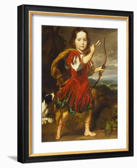 Portrait of a Boy, Full Length, in a Classical Costume with a Bow and Quiver of Arrows,…-Nicholaes Maes-Framed Giclee Print