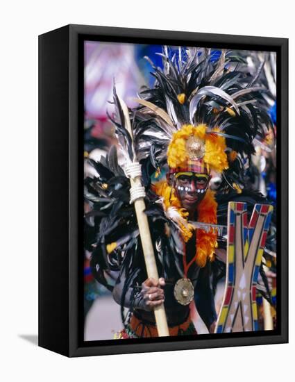 Portrait of a Boy in Costume and Facial Paint, Mardi Gras, Dinagyang, Island of Panay, Philippines-Alain Evrard-Framed Premier Image Canvas