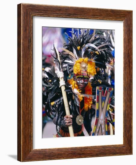 Portrait of a Boy in Costume and Facial Paint, Mardi Gras, Dinagyang, Island of Panay, Philippines-Alain Evrard-Framed Photographic Print