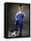 Portrait of a Boy Standing with His Foot on a Soccer Ball-null-Framed Premier Image Canvas