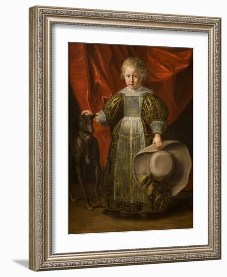 Portrait of a Boy with a Dog, C.1620 (Oil on Canvas)-Cornelis de Vos-Framed Giclee Print