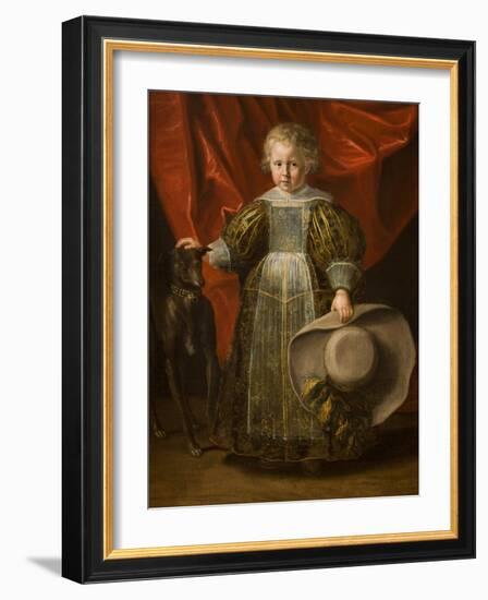 Portrait of a Boy with a Dog, C.1620 (Oil on Canvas)-Cornelis de Vos-Framed Giclee Print