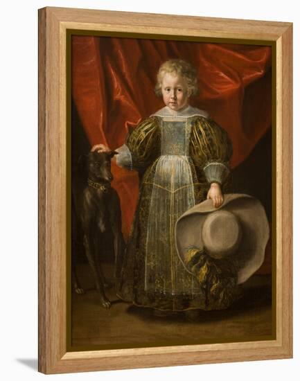 Portrait of a Boy with a Dog, C.1620 (Oil on Canvas)-Cornelis de Vos-Framed Premier Image Canvas