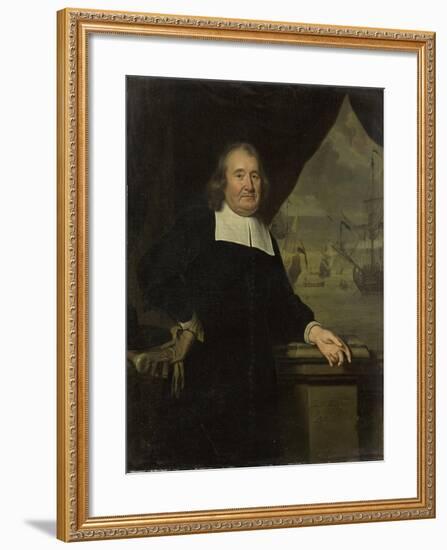 Portrait of a Captain or Ship-Owner-Michiel Van Musscher-Framed Art Print