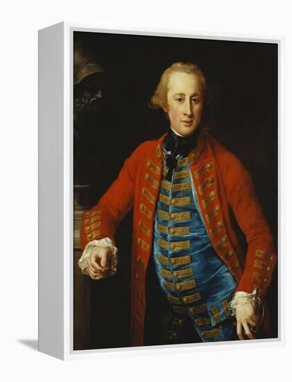 Portrait of a Cavalry Officer in Walking-Out Dress, Three-Quarter Length, Leaning on a Pedestal…-Pompeo Batoni-Framed Premier Image Canvas