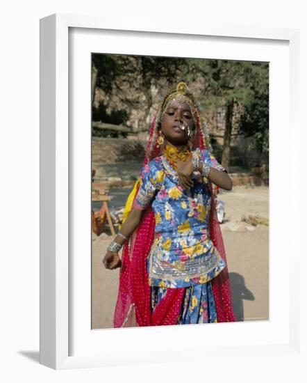 Portrait of a Child Dancer in the Fort, Jodhpur, Rajasthan State, India-Robert Harding-Framed Photographic Print