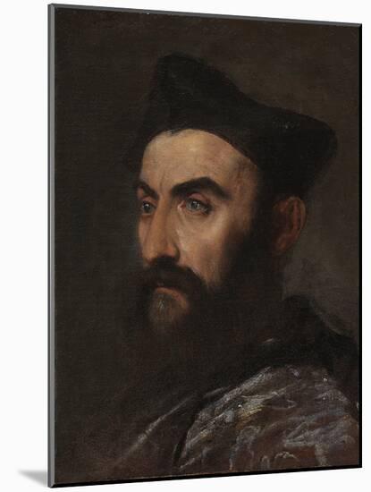 Portrait of a Cleric, Bust-Length, in a Blue Coat and Black Hat - a Fragment (Oil on Canvas)-Titian (c 1488-1576)-Mounted Giclee Print