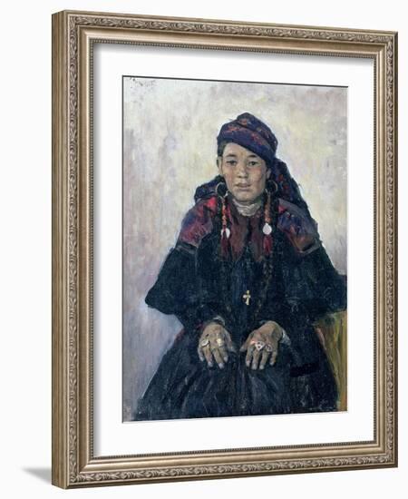 Portrait of a Cossack Woman, 1909-Vasilii Ivanovich Surikov-Framed Giclee Print