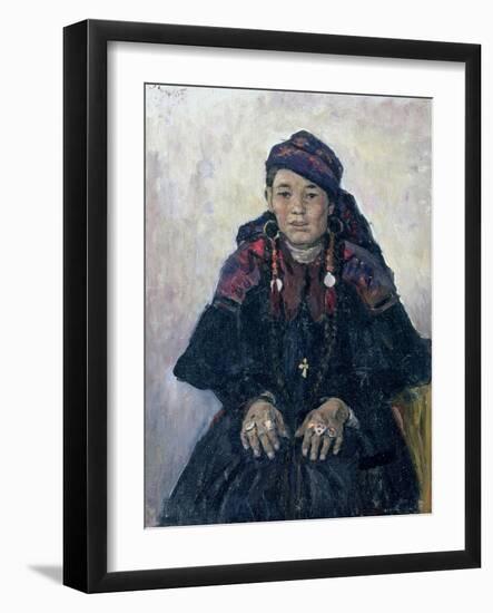 Portrait of a Cossack Woman, 1909-Vasilii Ivanovich Surikov-Framed Giclee Print