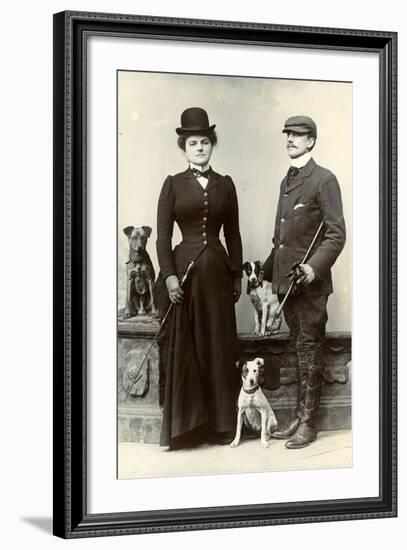 Portrait of a Couple with Dogs-null-Framed Photographic Print