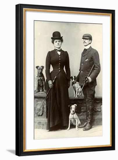 Portrait of a Couple with Dogs-null-Framed Photographic Print