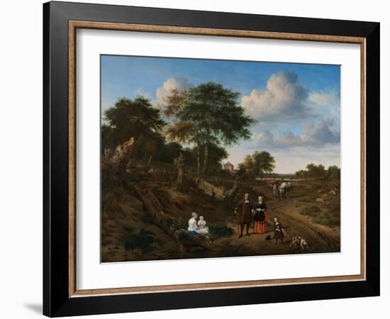 Portrait of a Couple with Two Children and a Nursemaid in a Landscape, 1667-Adriaen van de Velde-Framed Giclee Print