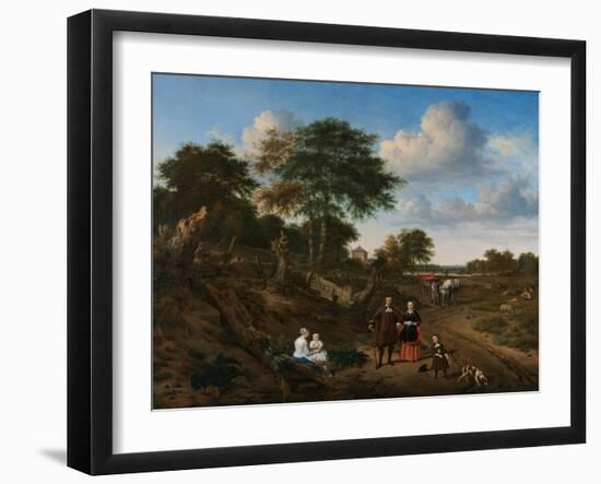 Portrait of a Couple with Two Children and a Nursemaid in a Landscape, 1667-Adriaen van de Velde-Framed Giclee Print