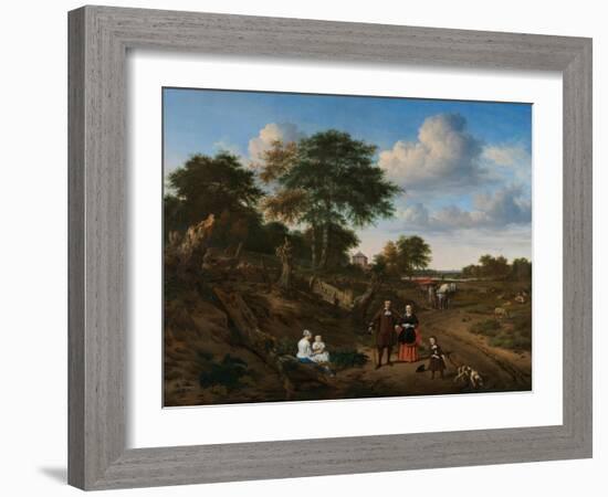 Portrait of a Couple with Two Children and a Nursemaid in a Landscape, 1667-Adriaen van de Velde-Framed Giclee Print