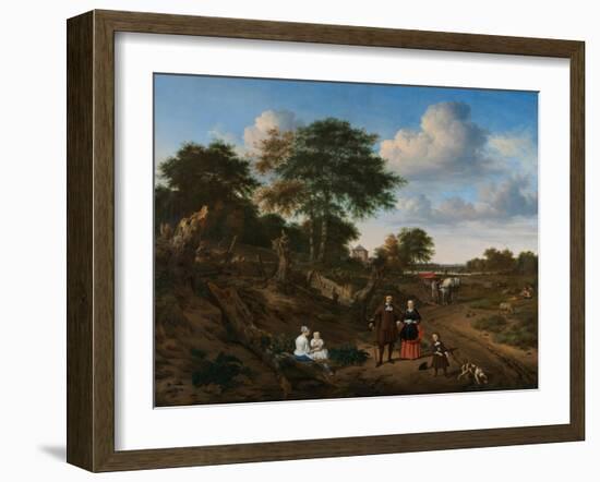 Portrait of a Couple with Two Children and a Nursemaid in a Landscape, 1667-Adriaen van de Velde-Framed Giclee Print