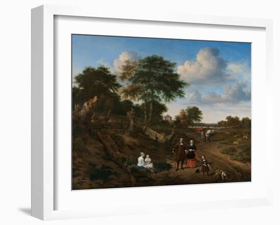 Portrait of a Couple with Two Children and a Nursemaid in a Landscape, 1667-Adriaen van de Velde-Framed Giclee Print