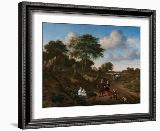 Portrait of a Couple with Two Children and a Nursemaid in a Landscape, 1667-Adriaen van de Velde-Framed Giclee Print