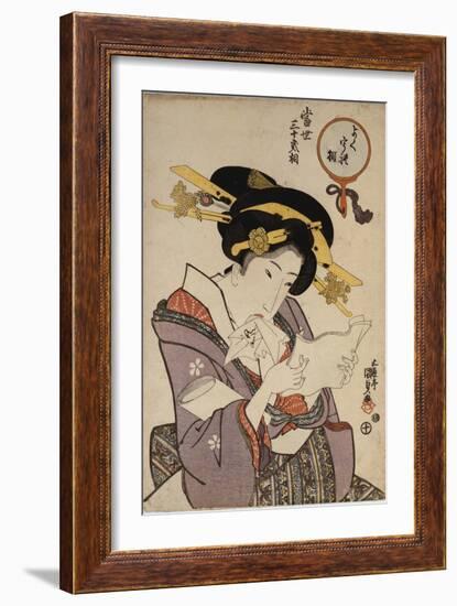 Portrait of a Courtesan Reading a Love Letter-Utagawa Kunisada-Framed Giclee Print