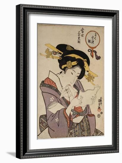 Portrait of a Courtesan Reading a Love Letter-Utagawa Kunisada-Framed Giclee Print