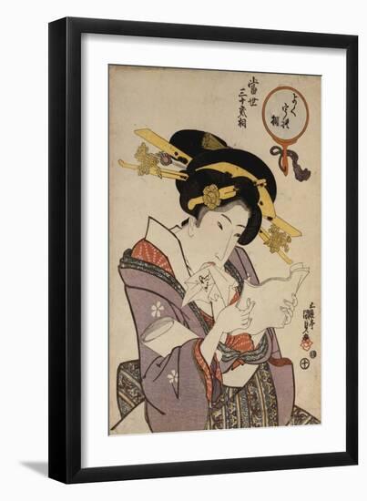 Portrait of a Courtesan Reading a Love Letter-Ioki Bunsai-Framed Giclee Print