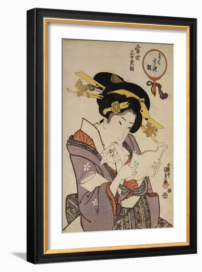 Portrait of a Courtesan Reading a Love Letter-Ioki Bunsai-Framed Giclee Print