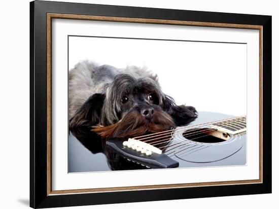 Portrait of A Dog with A Guitar-AZALIA-Framed Photographic Print